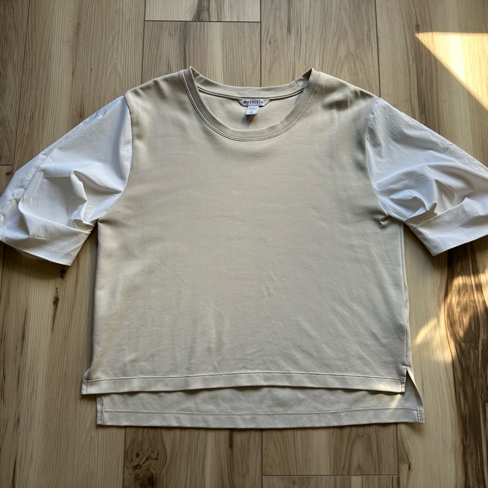 Athleta Beige and White Blouse